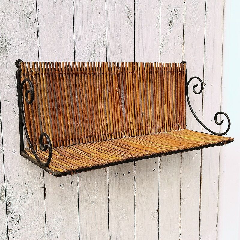 Wrought iron and rattan design vintage storage
