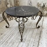 René Drouet coffee table in metal and black marble
