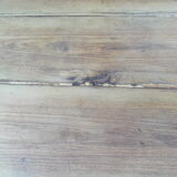 Coffee table made from an authentic farmhouse table, leg patinated pearl gray