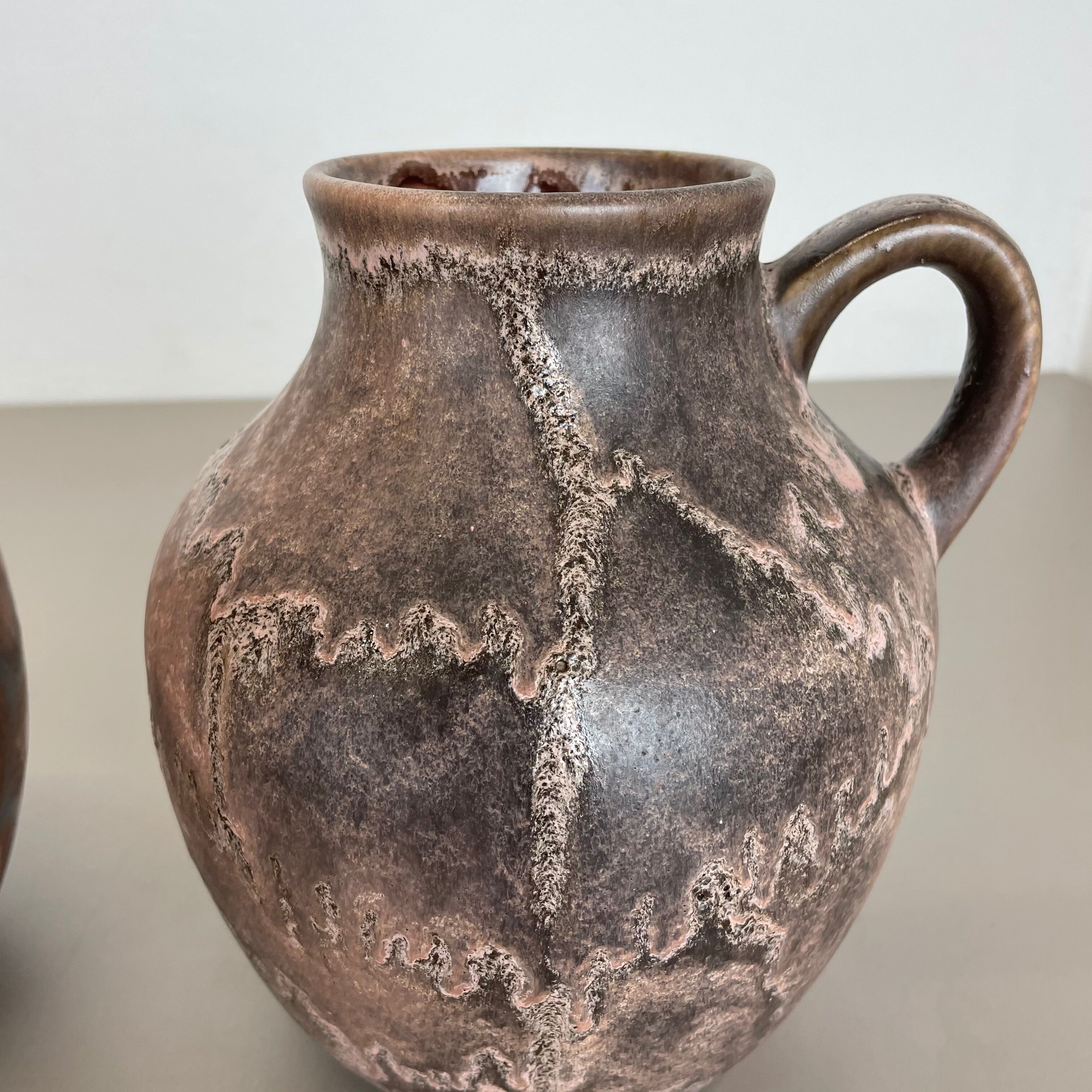 Set of 2 Pottery Vases Fat Lava Abstract Designed by Ruscha, Germany, 1960s