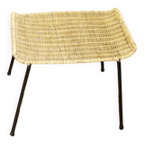 Vintage steel and woven wicker basketball stool by franco legler 1950s