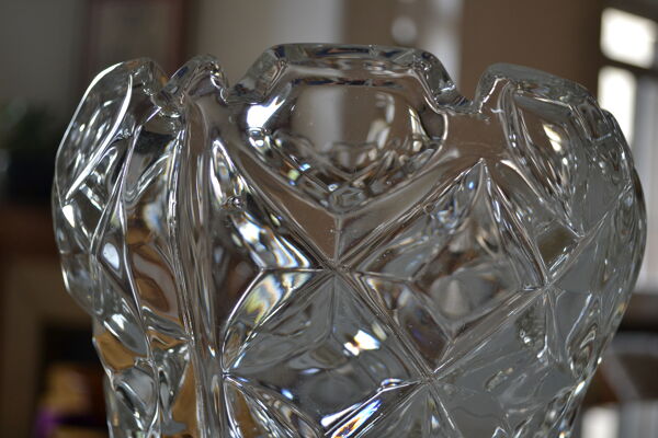 Vase vintage cristal moule tchecoslovaquie annees 50