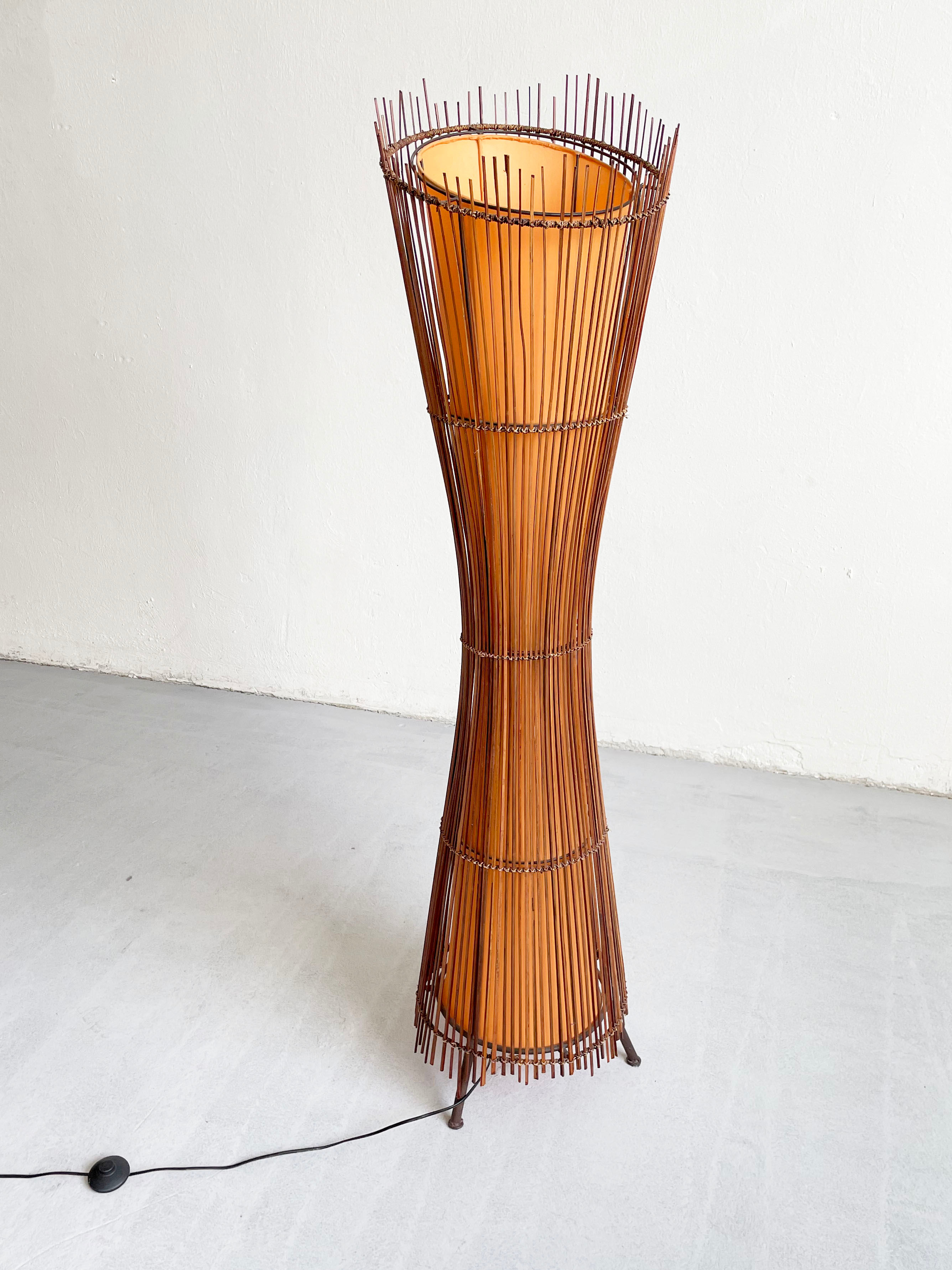 Vintage French 1980's Sculptural Floor Lamp Kobe; Japandi Organic Form