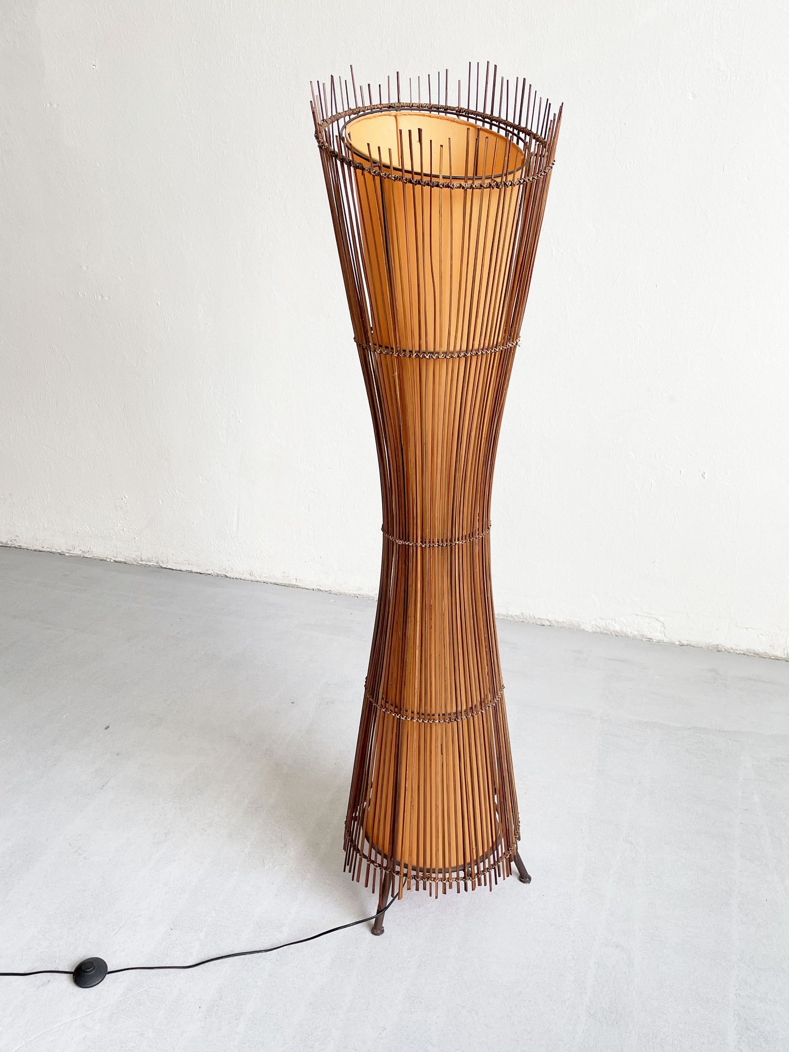 Vintage French 1980's Sculptural Floor Lamp Kobe; Japandi Organic Form
