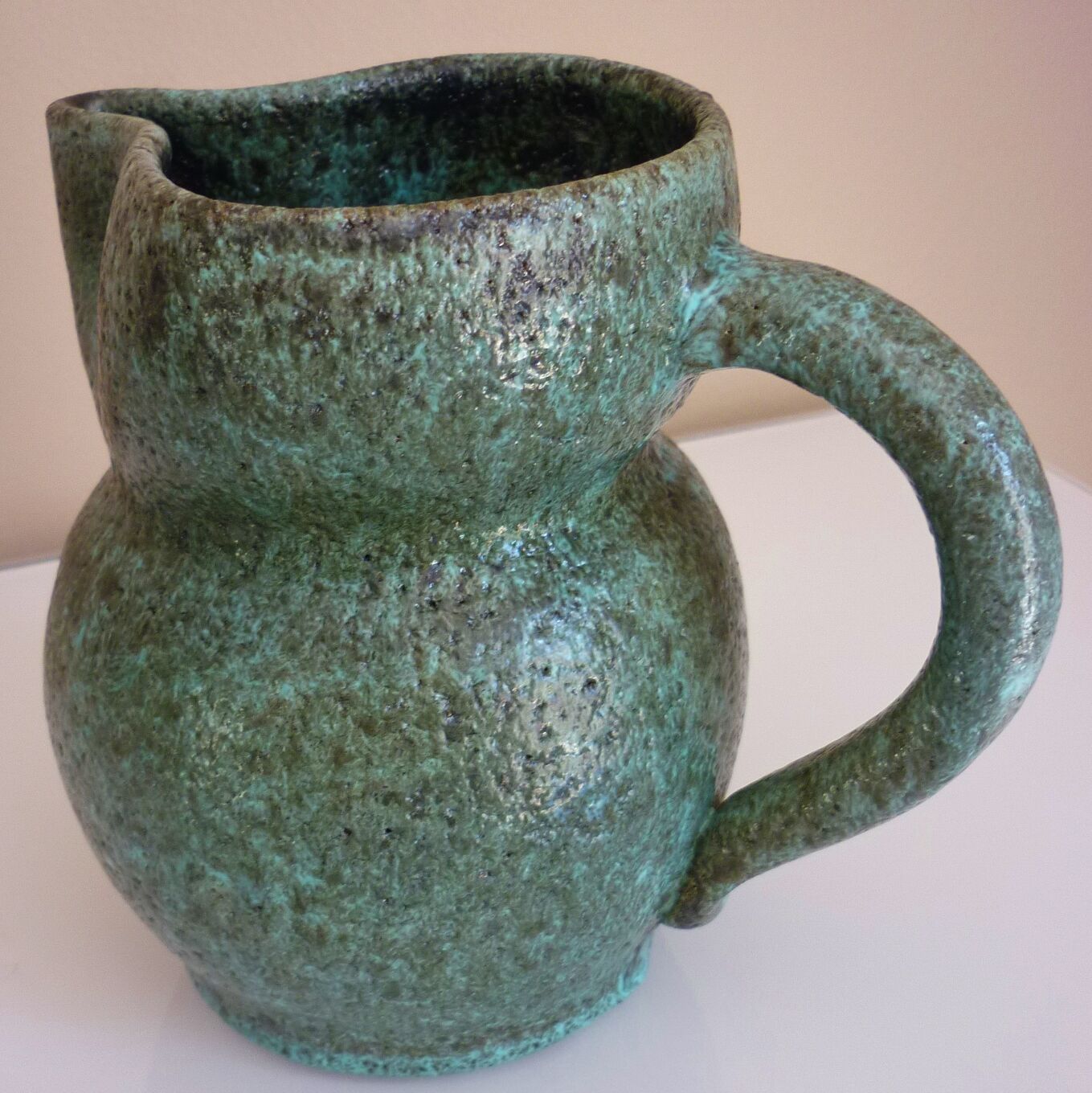 Zoomorphic pitcher in fat lava ceramic, signed Accolay, 1960s/1970s