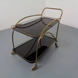 Mid-Century French Brass & Glass Serving Bar Cart, 1960s