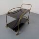 Mid-Century French Brass & Glass Serving Bar Cart, 1960s
