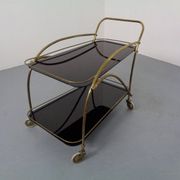 Mid-Century French Brass & Glass Serving Bar Cart, 1960s