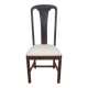 Chaise en bois retapissée en tissu bouclette, années 70-80