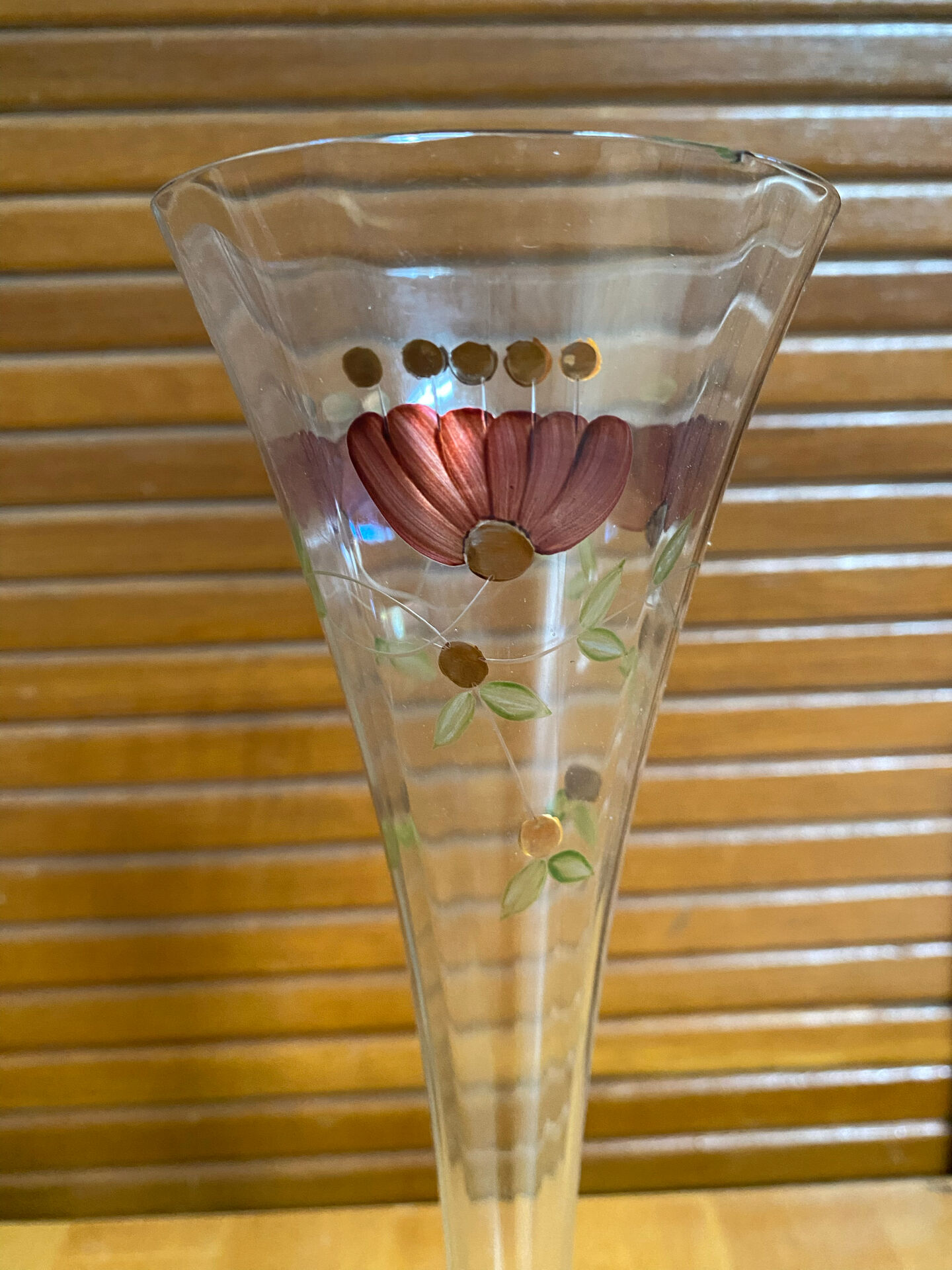 Series 9 Champagne Flutes Fine Glass Hand-Painted Floral Decor Vintage #E3