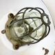 Black enamel and cast iron industrial cage pendant lamp, 1950