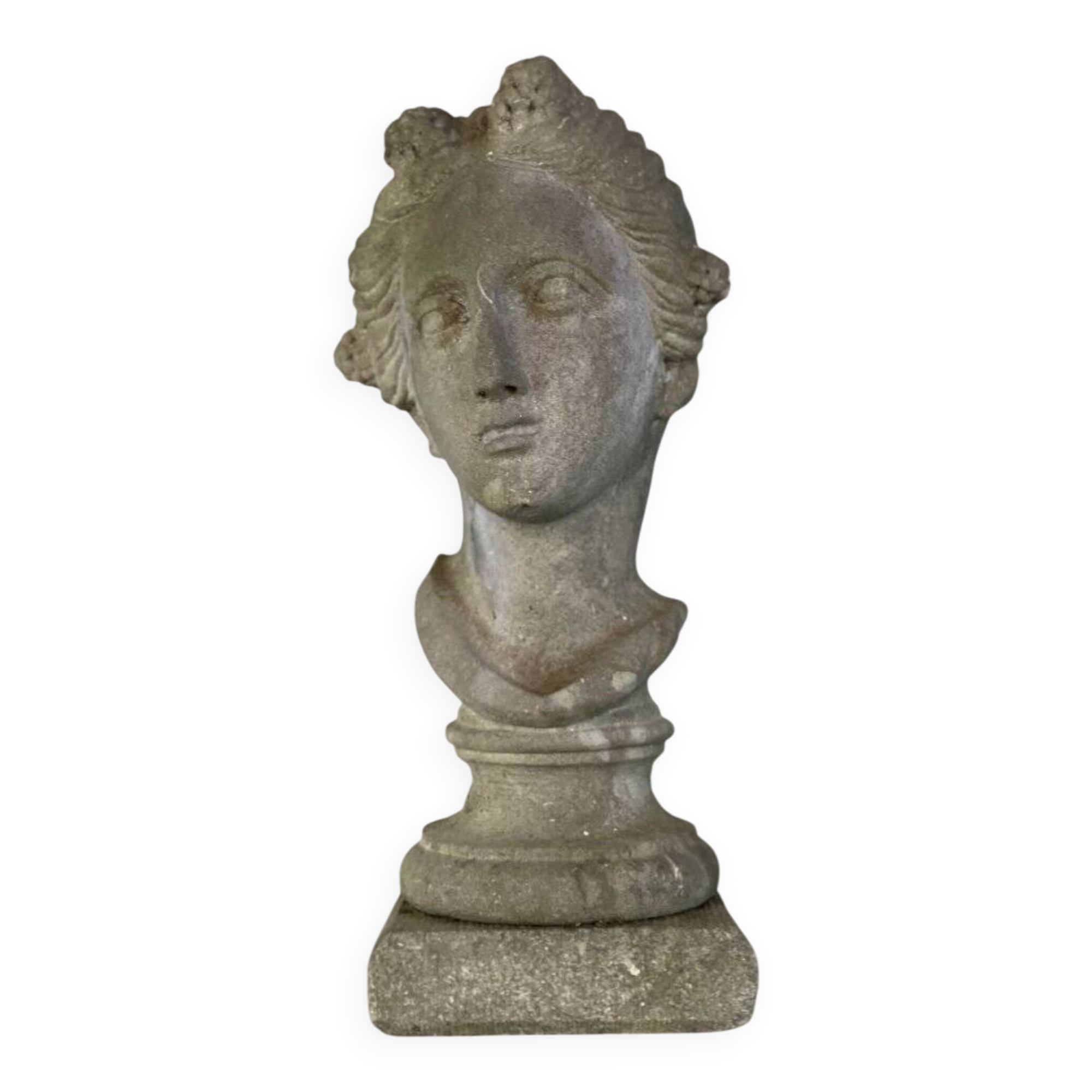 Female bust sculpted in stone