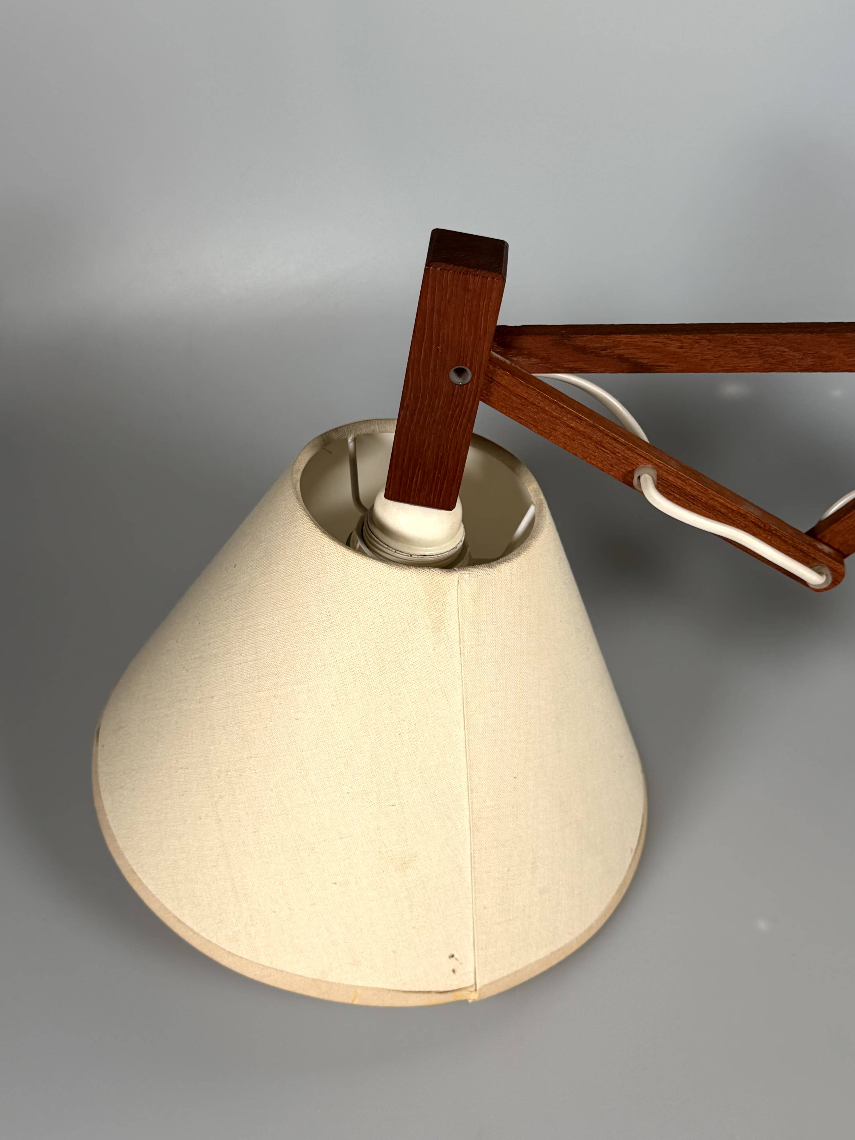Applique murale des années 1960 1970, lampe ciseaux en teck, Danemark, design danois