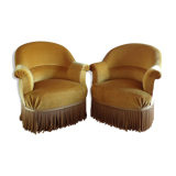 Duo of antique toad armchairs