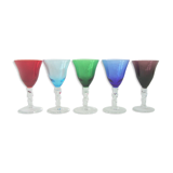 Set of 5 colorful chalice glasses