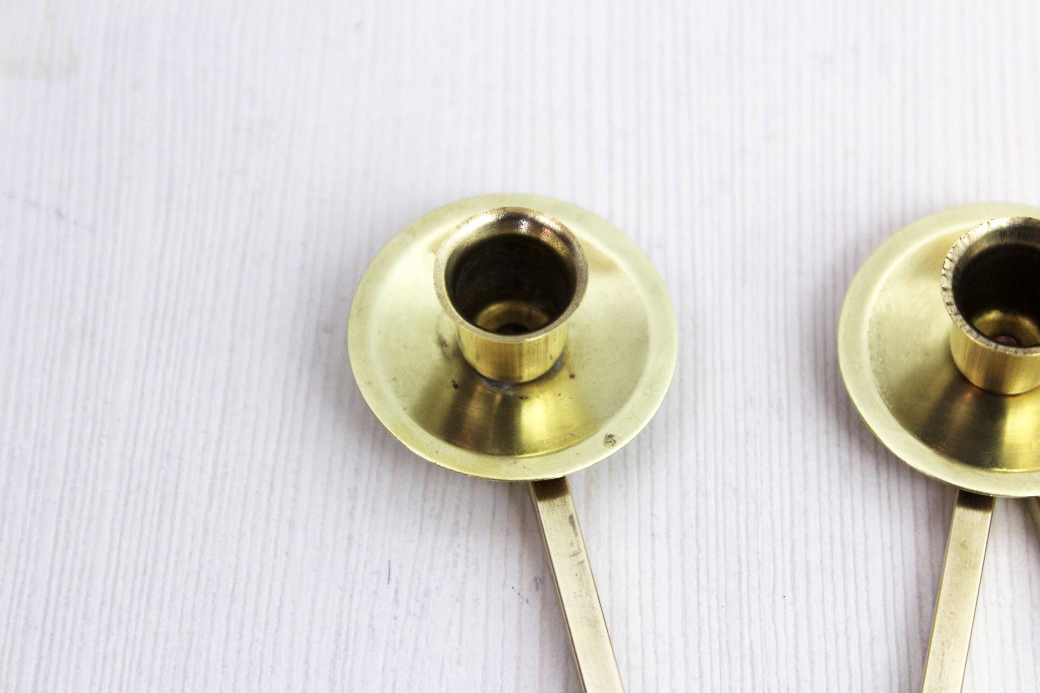 Margareta candle holder by Lars Holmström, brass accordion candle holder 1950