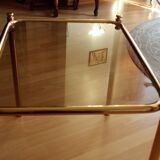 Space Age brass side table with smoked glass plate - Vintage