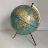 Vintage 1976 terrestrial tripod globe, Taride Philips Challenge world map -