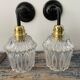 Pair of vintage electrified glass wall lamps