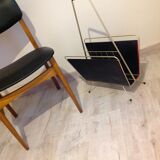 Magazine holder in gold metal and black / vintage dressing 60s-70s