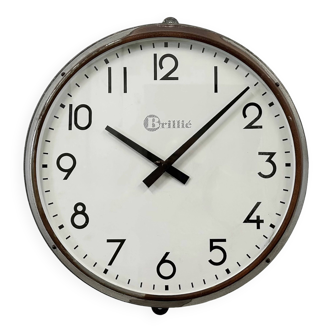 Vintage grey french factory wall clock from brillié, 1950s