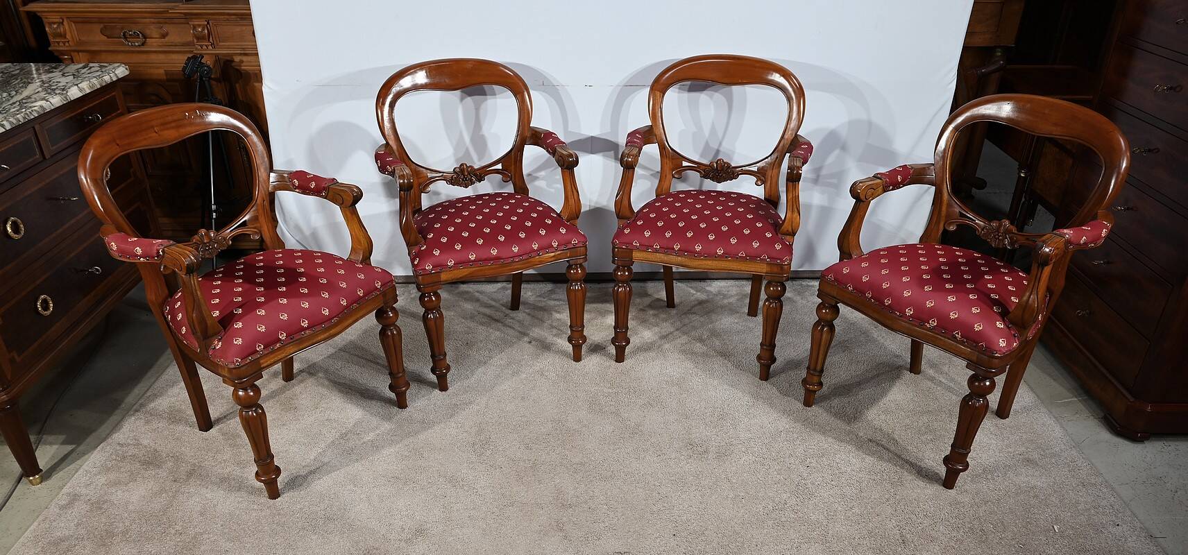 Suite of four armchairs, Louis-Philippe style - 1980s