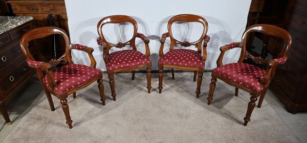 Suite de quatre fauteuils, style Louis-Philippe - années 1980