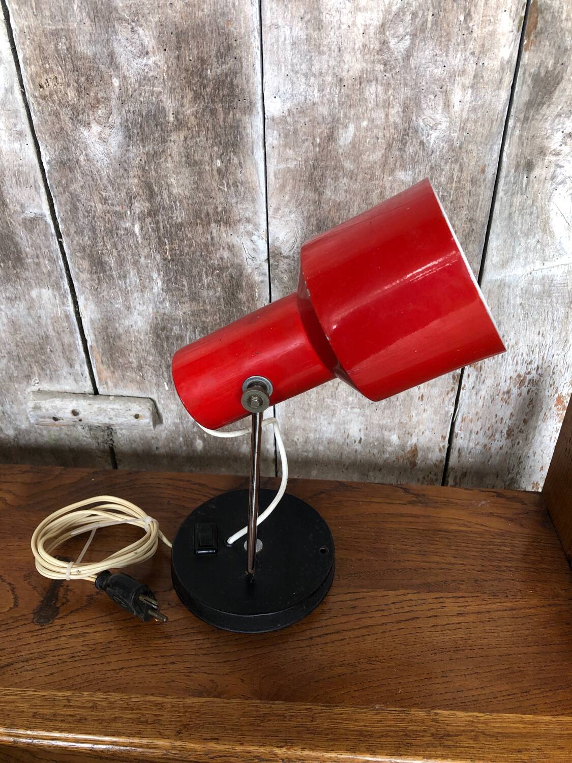 Old Articulated Lamp 70's Metal Red Black & Chrome Vintage