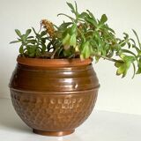 Planter by villedieu in vintage brown patinated copper