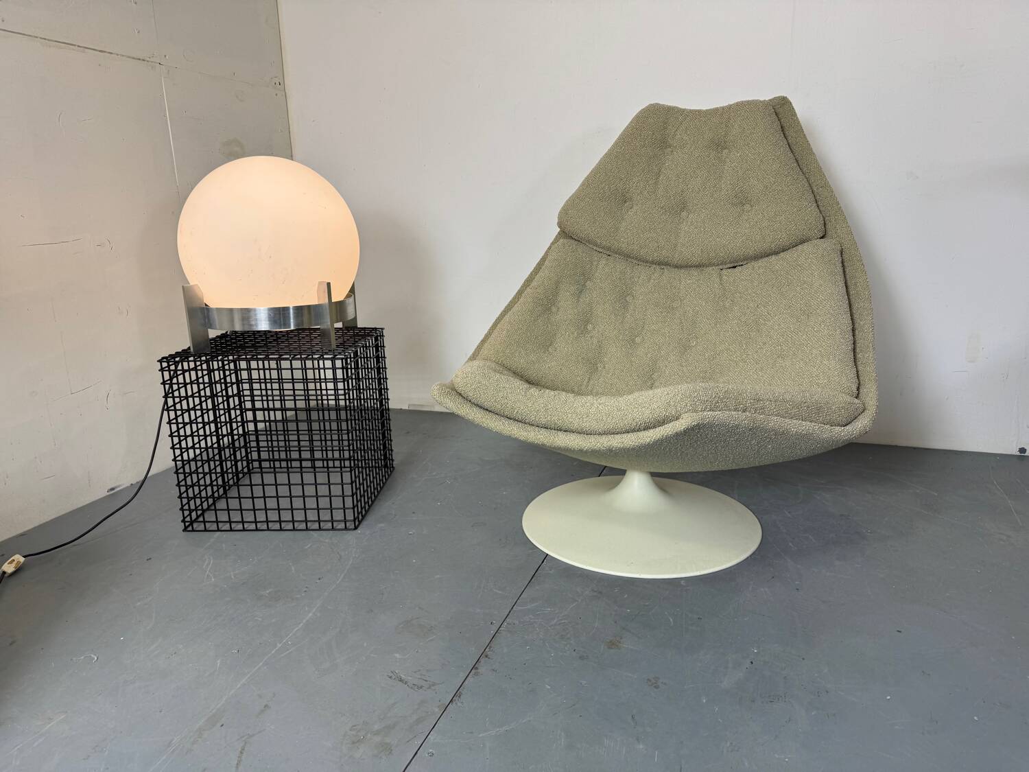 Modernist Steel Cubist Side Table, 1980s