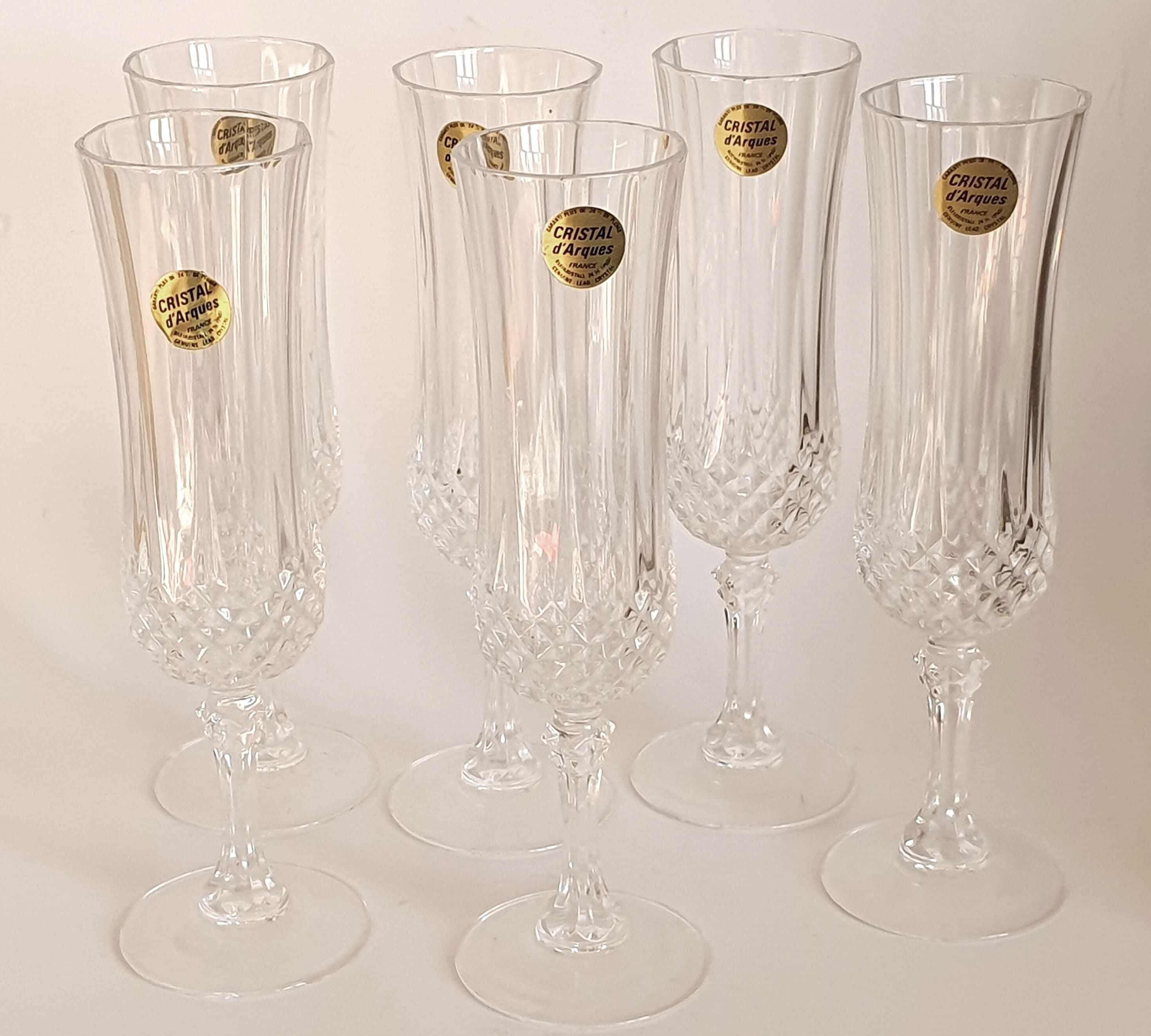 Champagne flutes in Arques crystal
