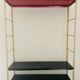 Modular vintage wall shelf, black and red metal circa 1960s