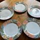 Set of 5 floral plates in vibrant colours, 1980s, vintage