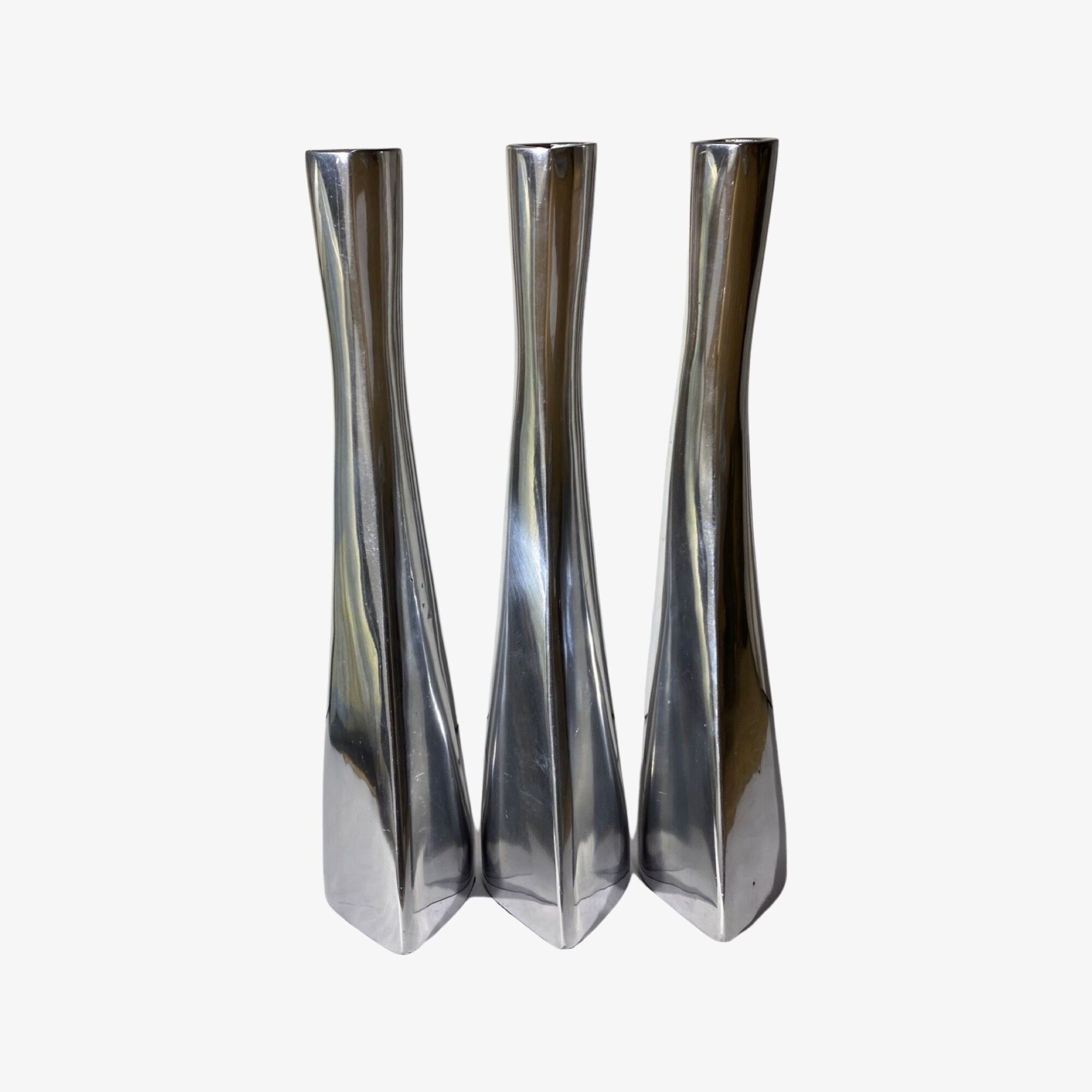 Set of 3 silver candlestick holders, denmark
