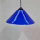 Conical pendant light in blue opaline glass