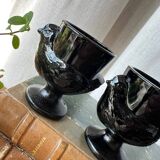 4 "hen" egg cups in black opaline