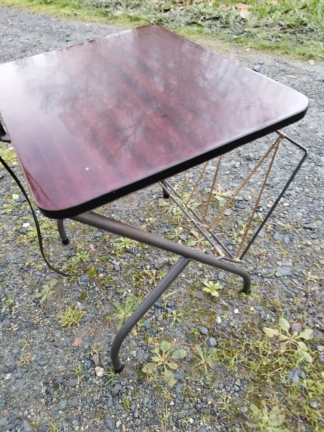Floor lamp of the 50s magazine holder and tablet reader lamp formica