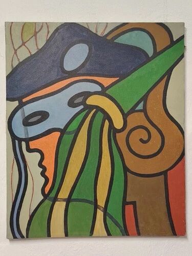 Oil painting on canvas "mask" franco prayer (1924) 50 x 60 cm