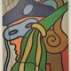Oil painting on canvas "mask" franco prayer (1924) 50 x 60 cm