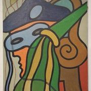 Oil painting on canvas "mask" franco prayer (1924) 50 x 60 cm