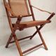 Bamboo folding chair and canning, leather and brass