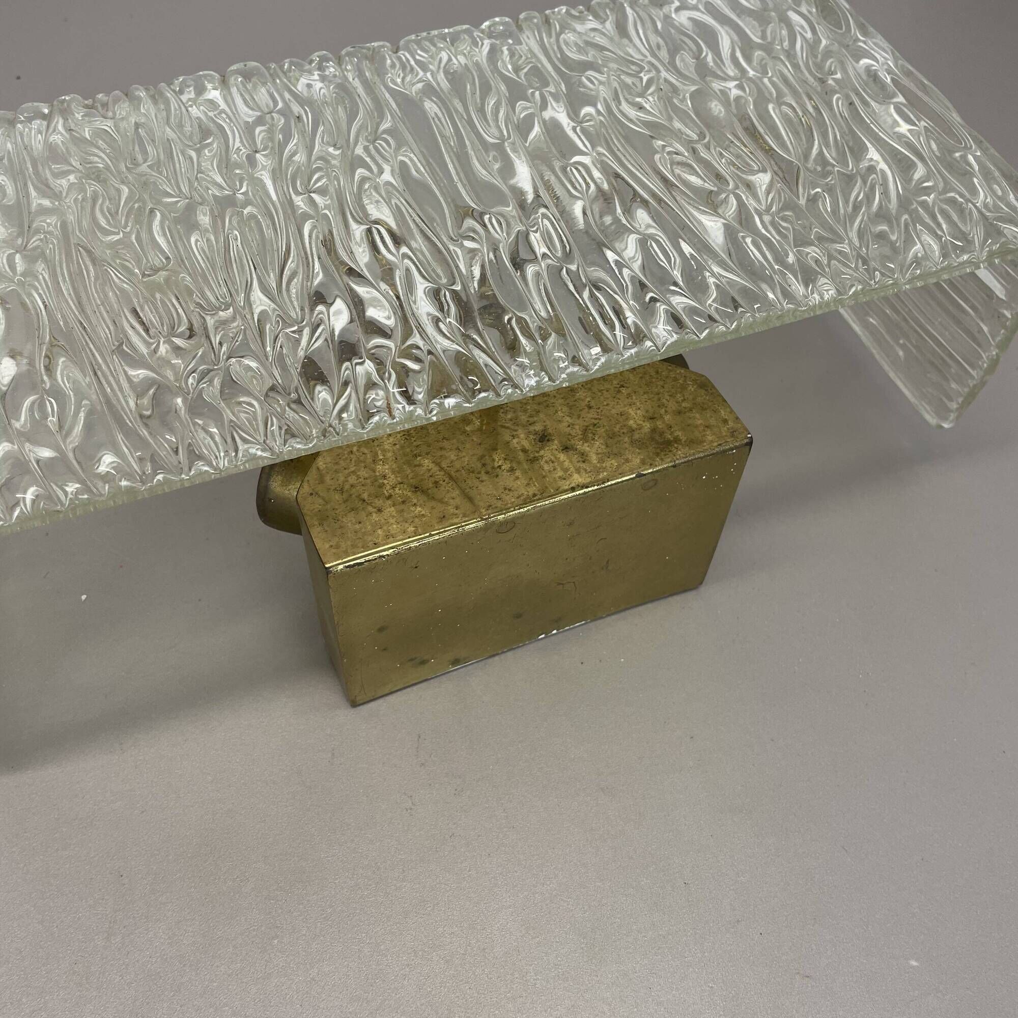 Large 35cm cubic Hollywood Regency Ice Glass Wall Light by J.T. Kalmar 1950