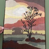 70's Tapestry Landscape Tree Silhouette