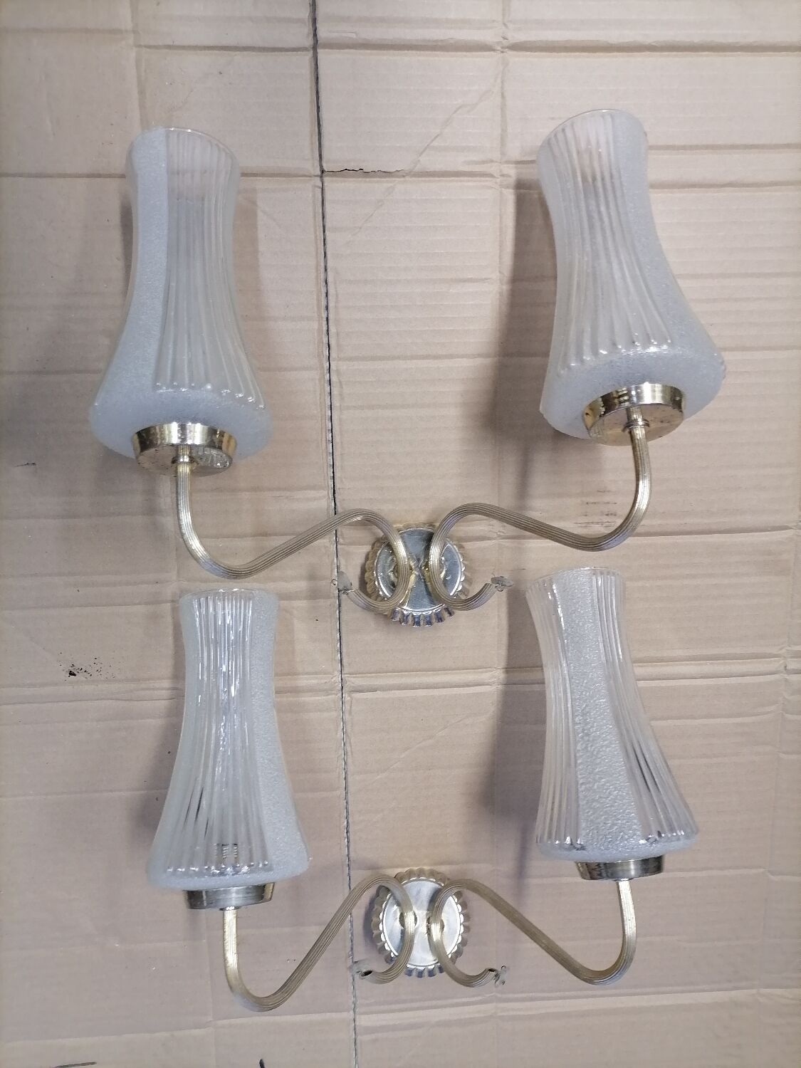 Pair of brass wall lights