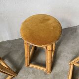 Set of three rattan high stools