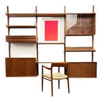 Mid-Century Modern Wall Unit, Royal System Shelf by Poul Cadovius for Cado, Denmark, 1950s