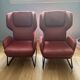 Set of 2 burgundy armchairs