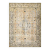 Tapis vintage persan fait main en laine et coton jaune des années 1970 283x386