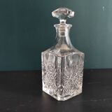 Vintage French cut glass whiskey bottle, cristal D'Arques