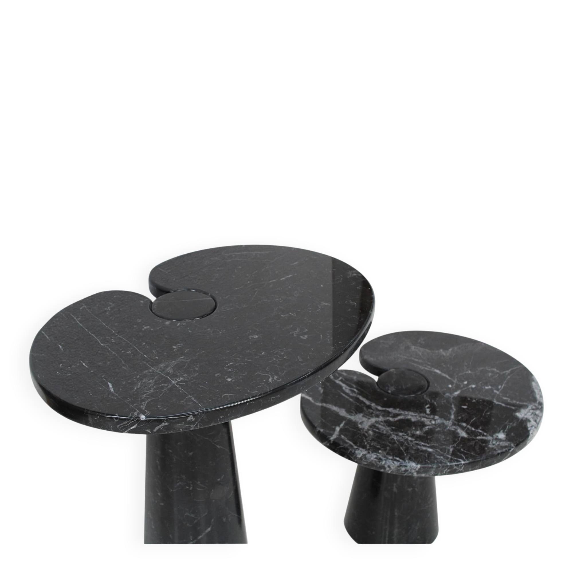 Mid Century Angelo Mangiarotti Pair of Eros Black Marble Side Tables Italy